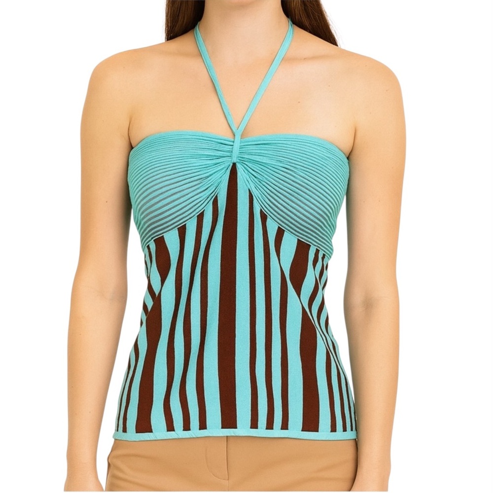 Metric Stripe Knit Halter Top